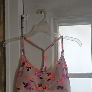 Floral Print Women's Bralette - Purple and Orange